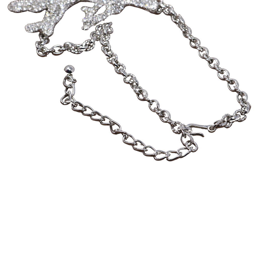 Rhodium Rhinestone Branch Necklace