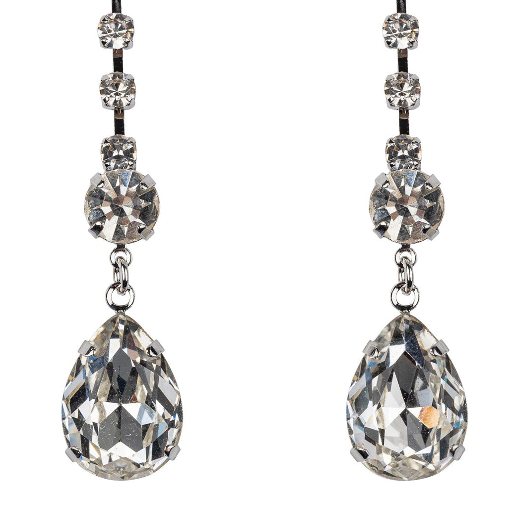 Crystal Teardrop Pierced Earrings