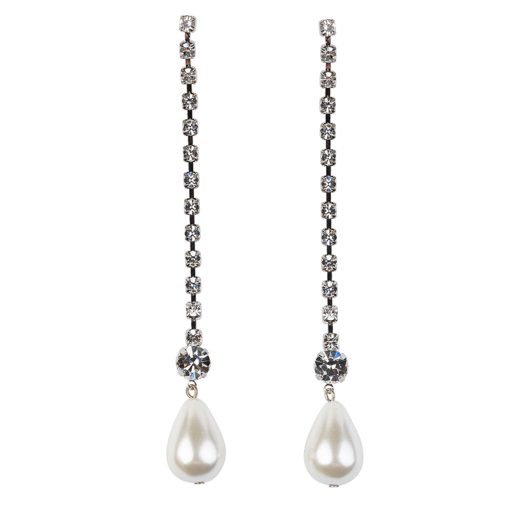 Pearl Teardrop Rhinestone Earrings