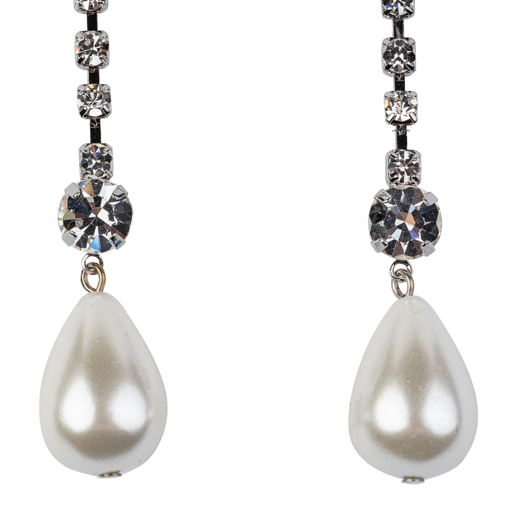 Pearl Teardrop Rhinestone Earrings