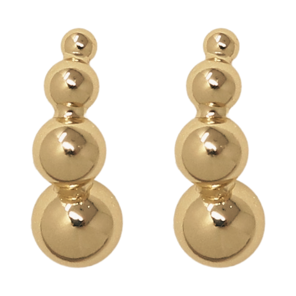 Kenneth Jay Lane Graduated Ball Pierced Earrings. A pair of 14k gold earrings featuring a graduated set of balls in different sizes. Perfect for everyday wear or special occasions.