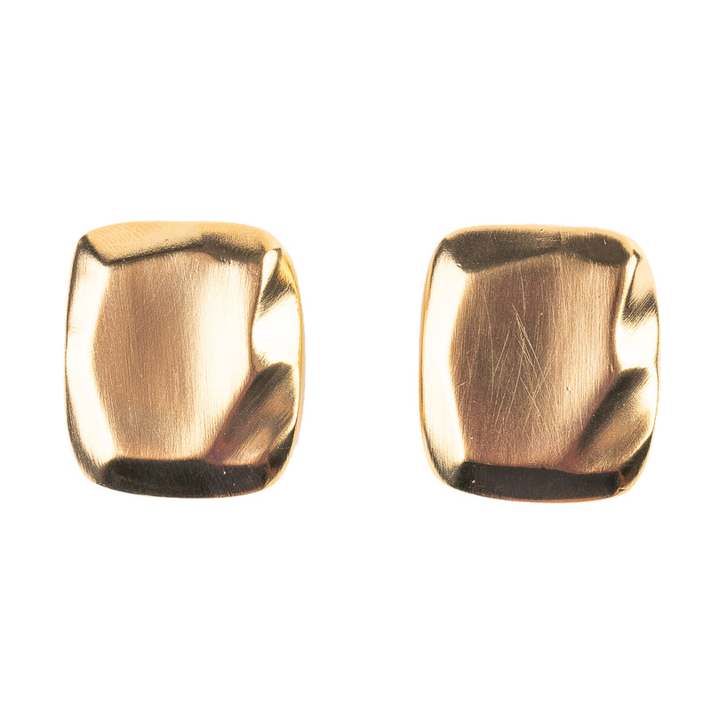 Textured Square Gold Clip Earrings
