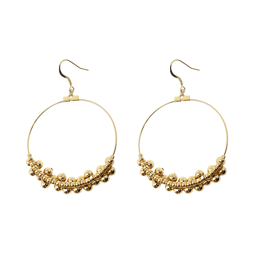 Polished Gold Circle Hoop Fishhook Earrings