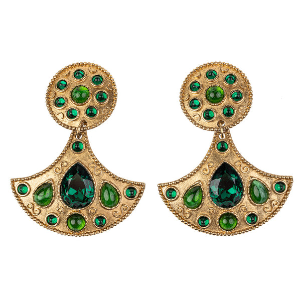Emerald Teardrop Clip Earring