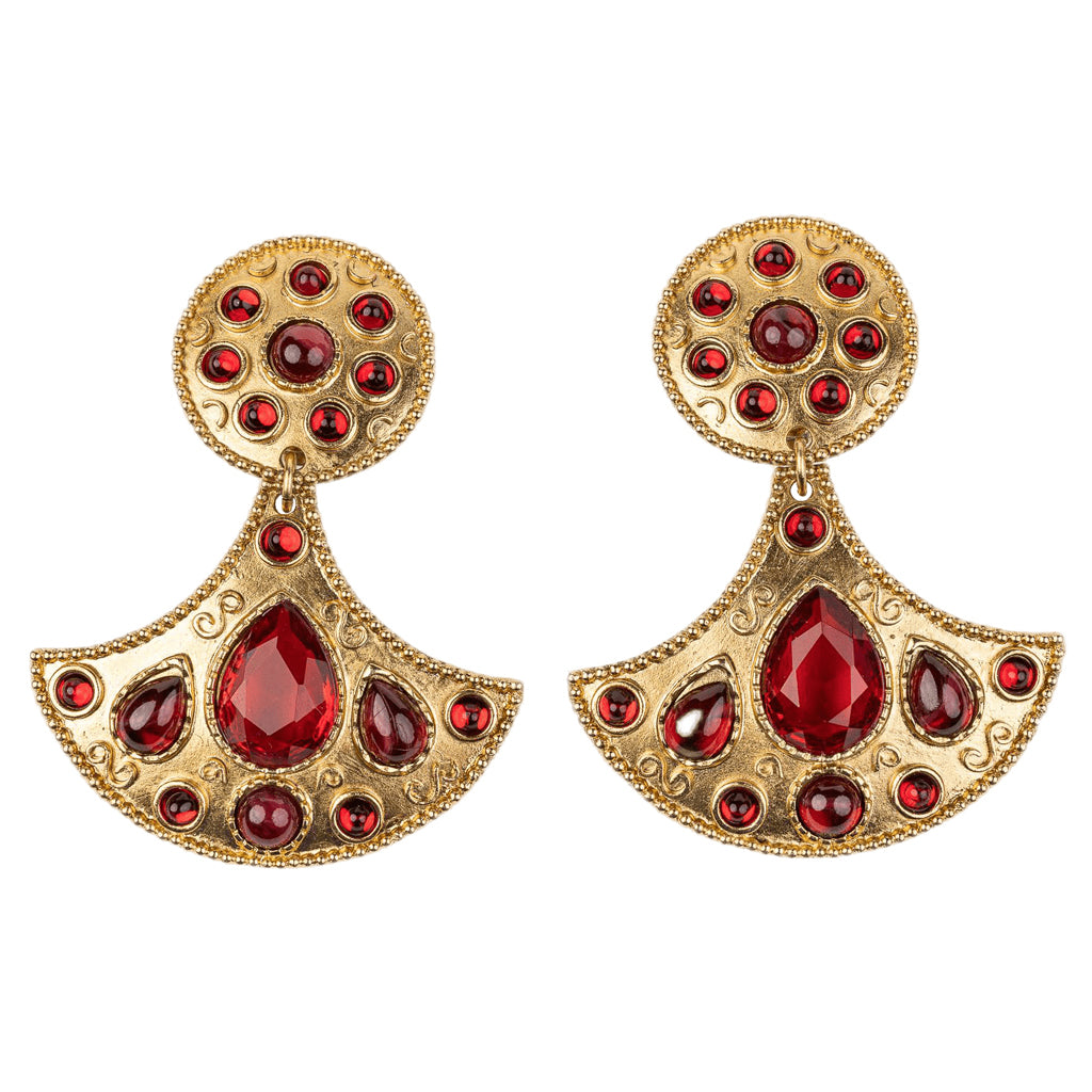 Ruby Teardrop Drop Clip Earring