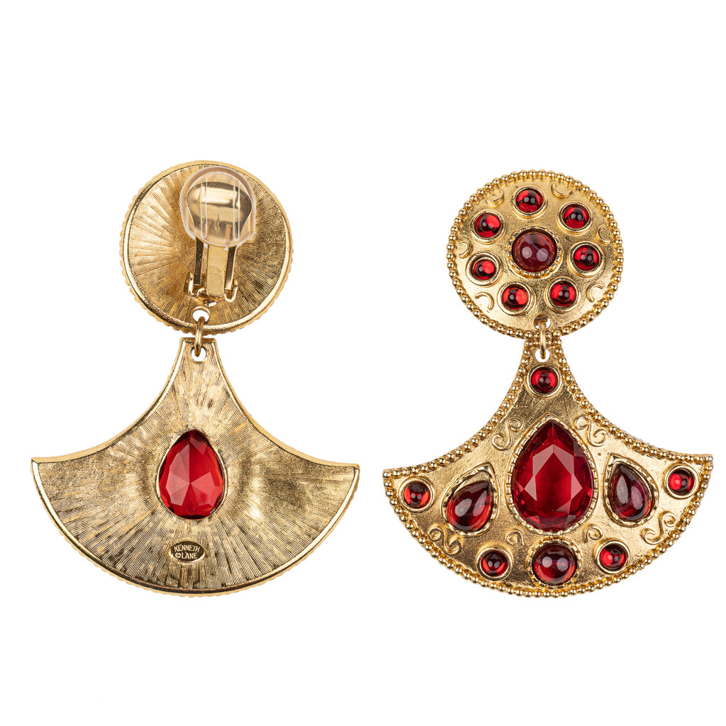 Ruby Teardrop Drop Clip Earring