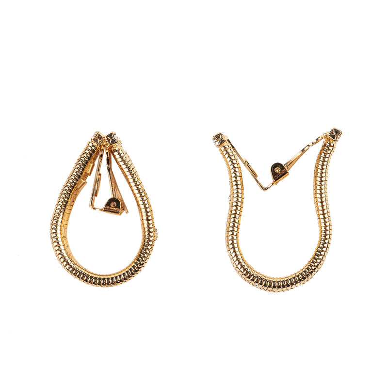 Gold and Crystal Teardrop Clip Earring