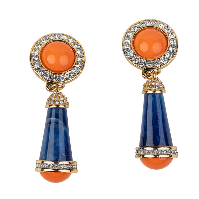 Coral and Lapis Clip Earring