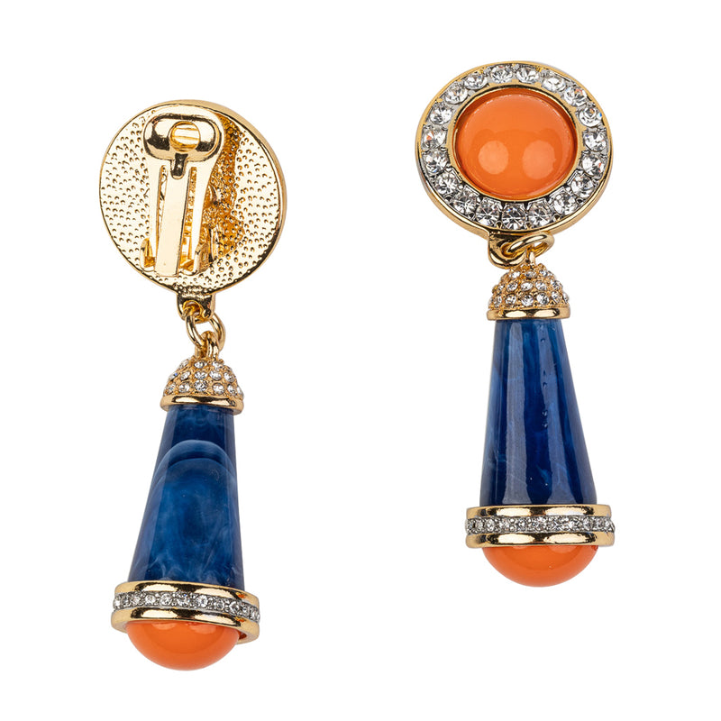 Coral and Lapis Clip Earring