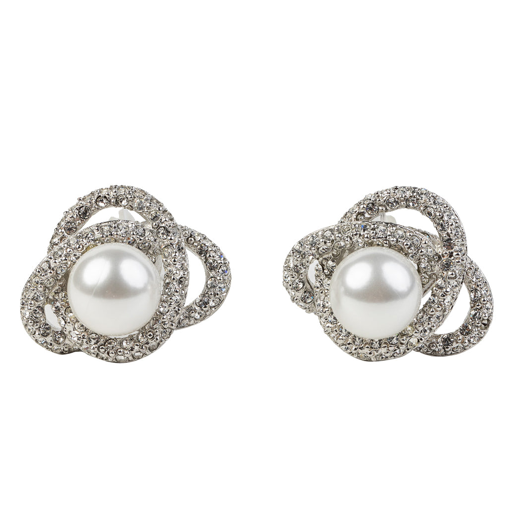 White Pearl Center Clip Earring