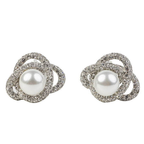 White Pearl Center Clip Earring