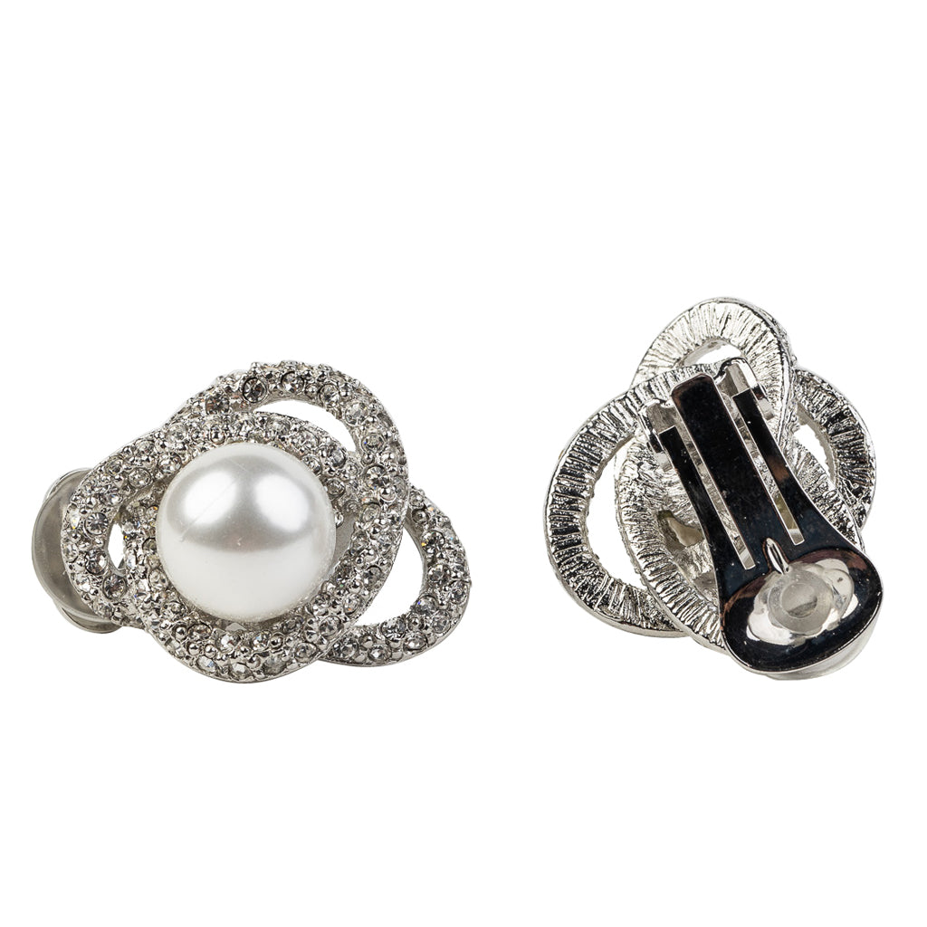 White Pearl Center Clip Earring