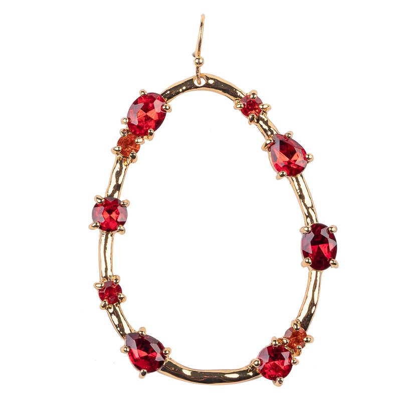 Gold Drop Earring with Ruby Stones