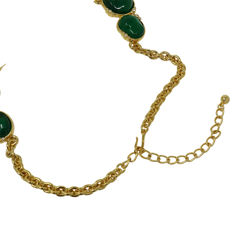 gold crystal odd emerald necklace gold crystal necklace emerald necklace gold necklace necklace odd shaped emerald clear crystals lobster claw clasp women's jewelry jewelry gift for women unique necklace statement necklace