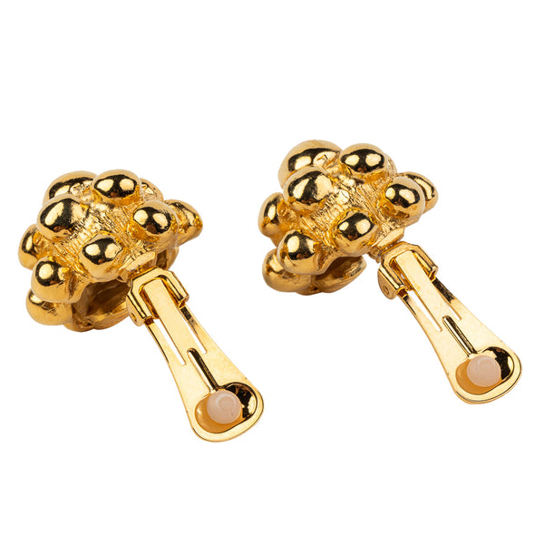 Gold Cluster Clip Earrings