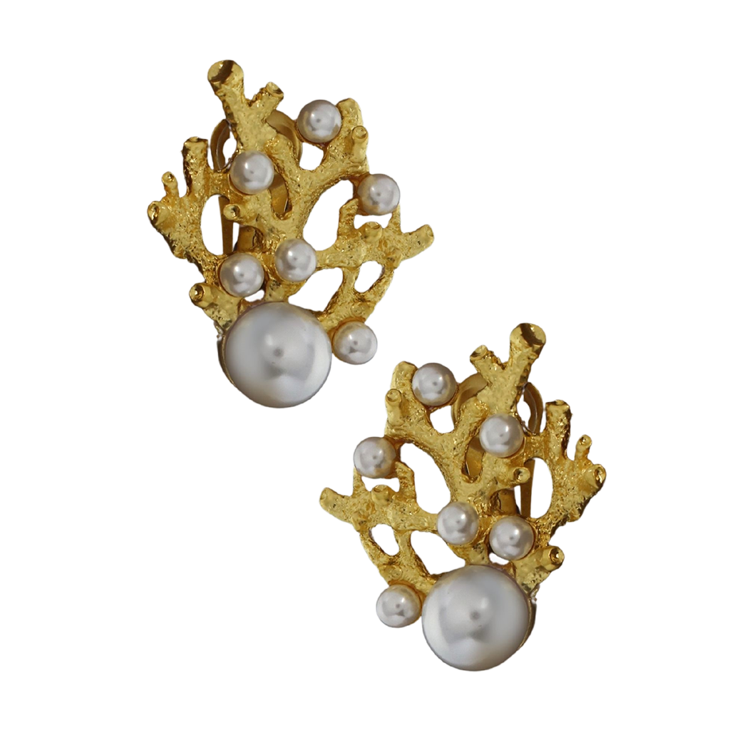 Gold Branch Dots Clip Earring