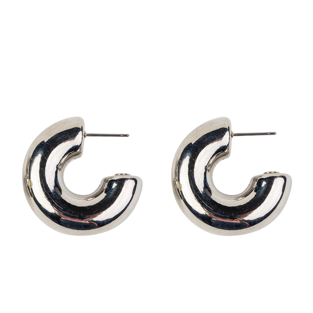 Polished Silver Tube Hoop Earring