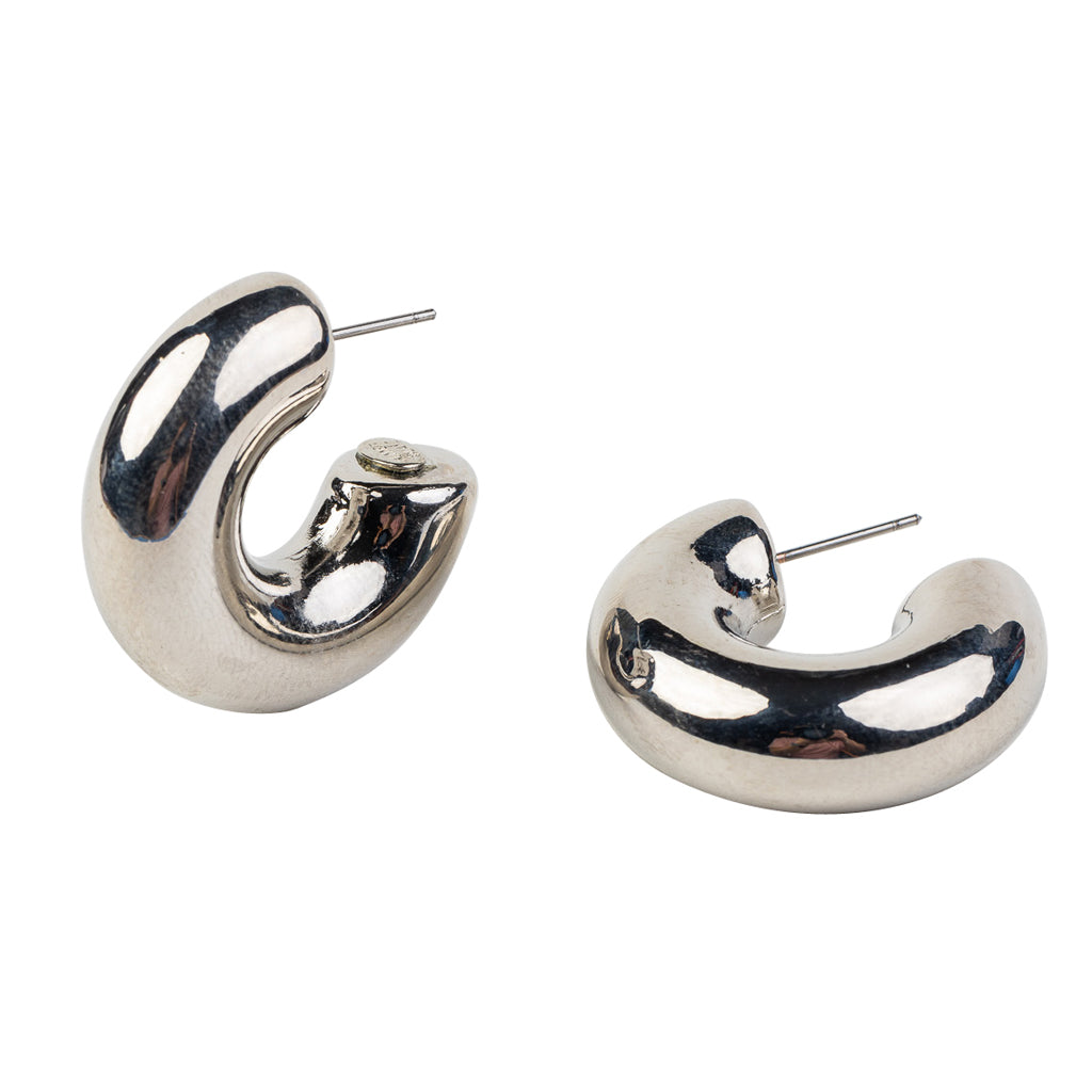 Polished Silver Tube Hoop Earring