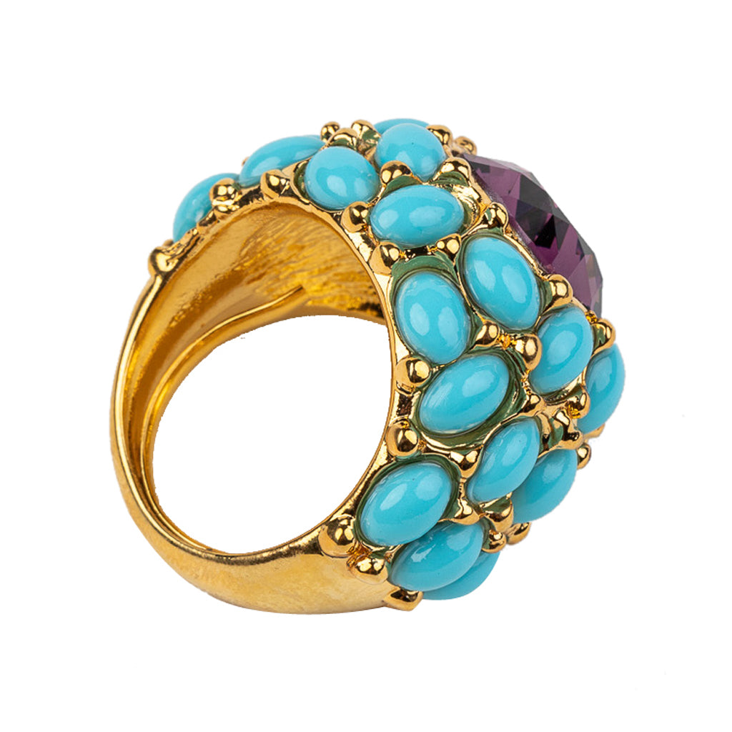 Turquoise & Amethyst Ring