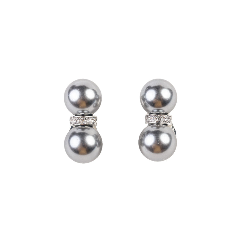 Double Grey Pearl Clip-On Earrings