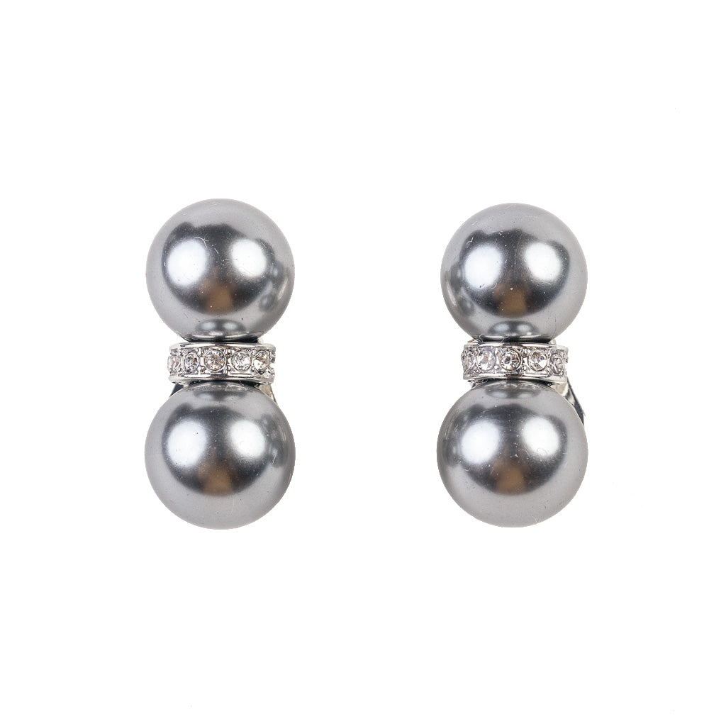 Double Grey Pearl Clip-On Earrings