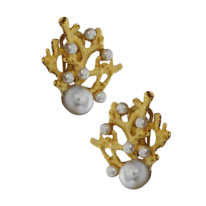 Gold Branch Dots Clip Earring