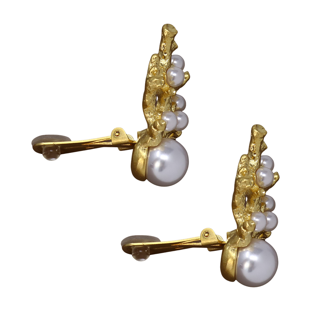 Gold Branch Dots Clip Earring