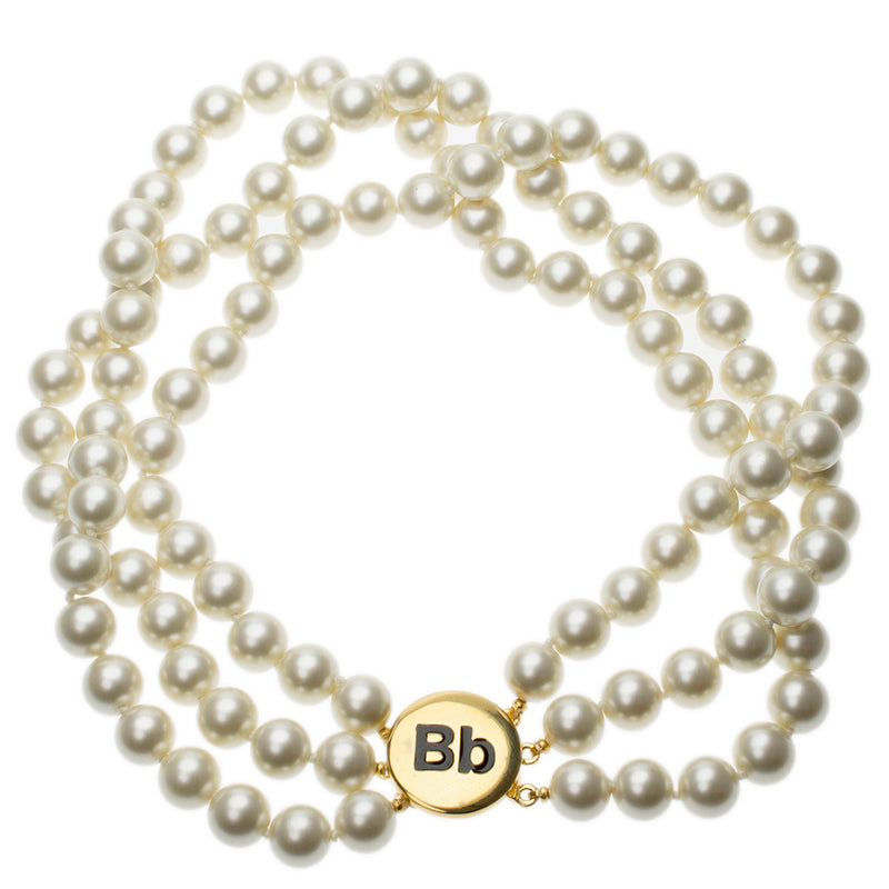 Barbara Bush 3 Row Cultura Pearl "Bb" Clasp Necklace