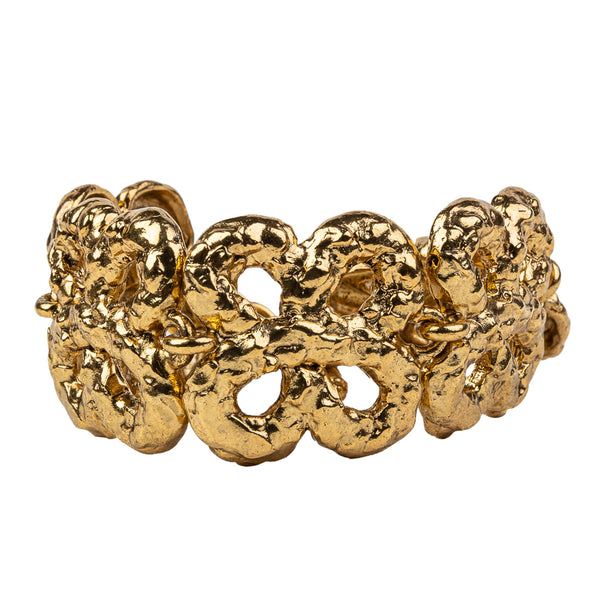 Gold Rippled Clover Cross Bracelet