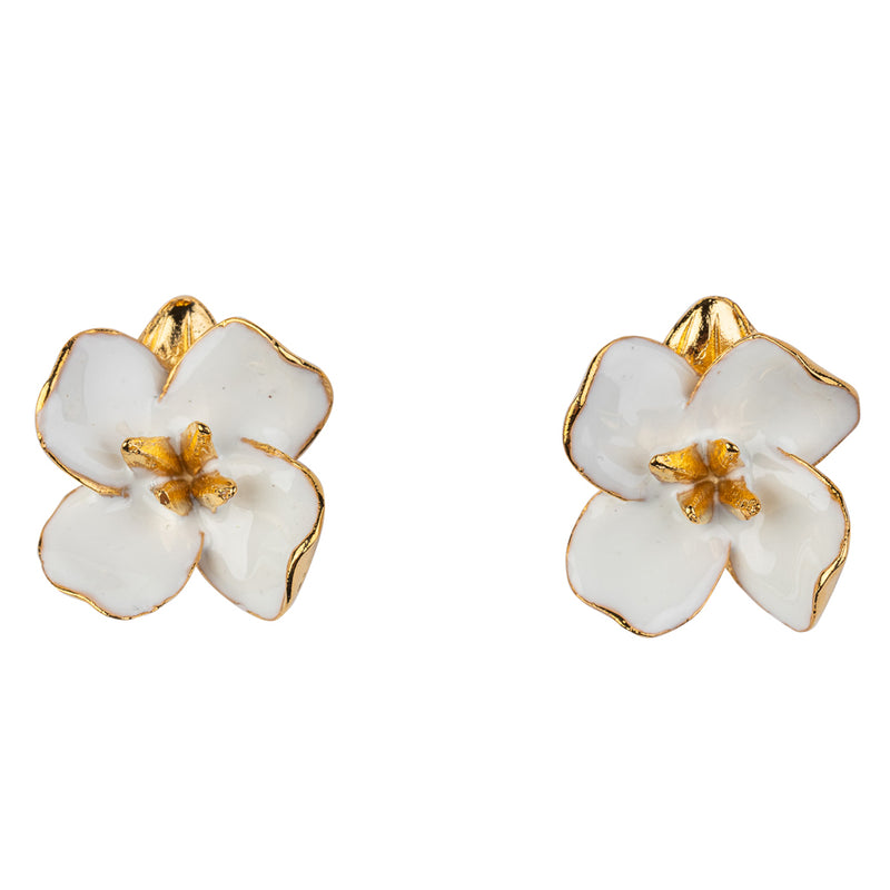 Clay flower bridal earrings - Creamy blossom and silk flower earrings -  Style #951 | Twigs & Honey ®, LLC
