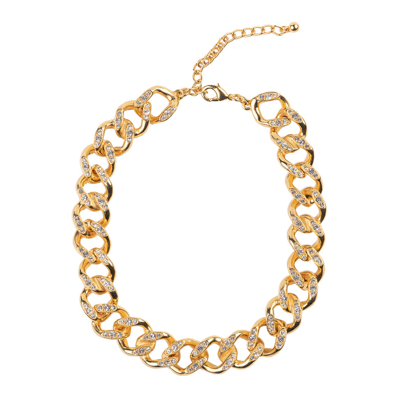 Gold and Crystal Link Necklace