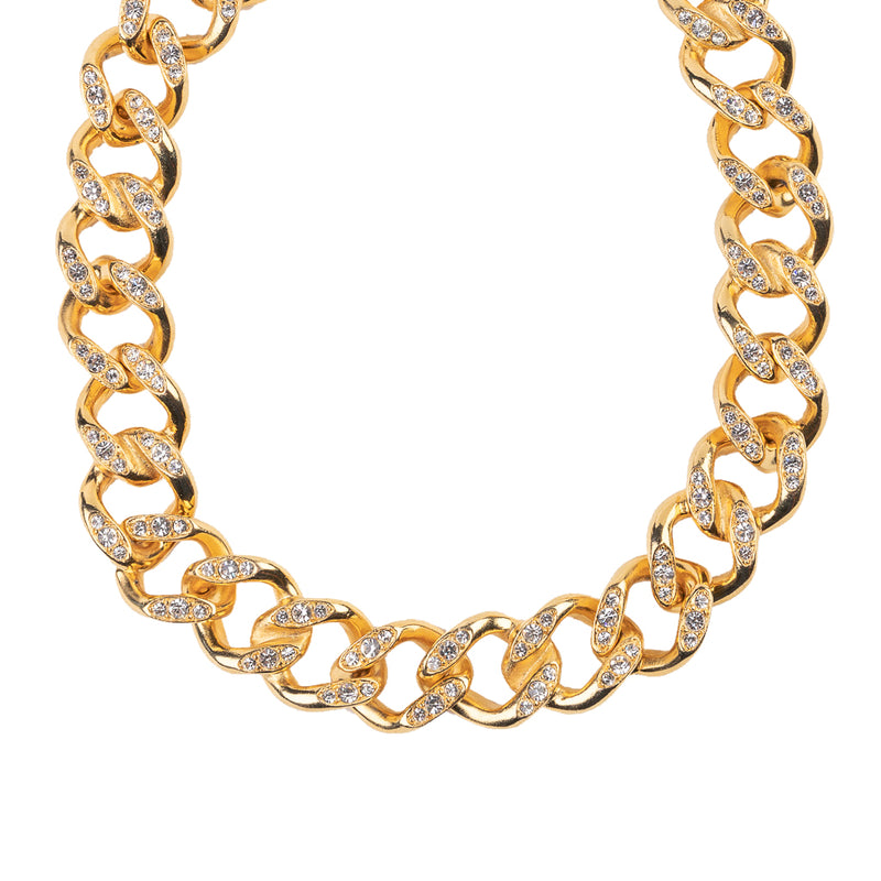 Gold and Crystal Link Necklace