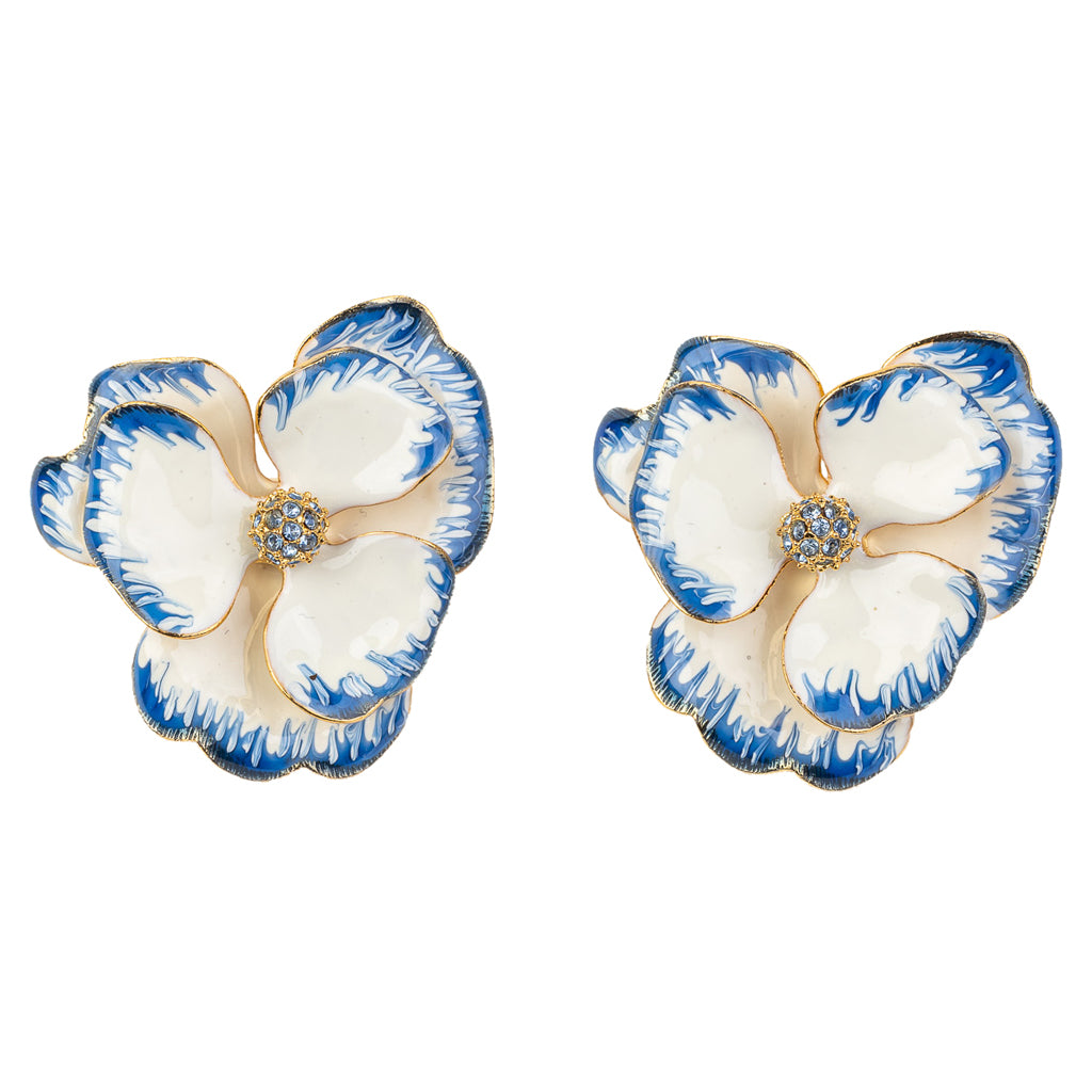 China Blue Flower Clip Earrings – KennethJayLane.com