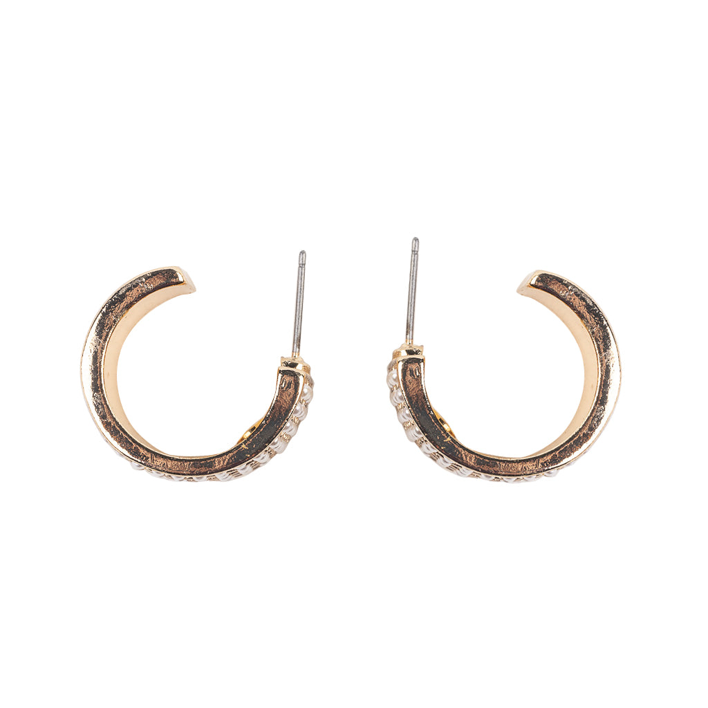 Gold Hoop Studded Earring with Pearls