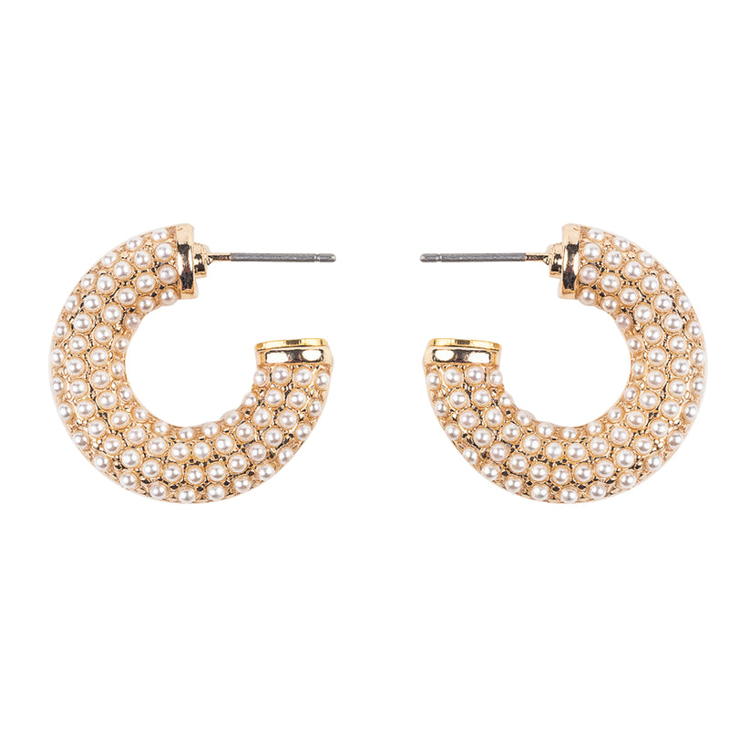 Gold and Pearl Hoop Earring