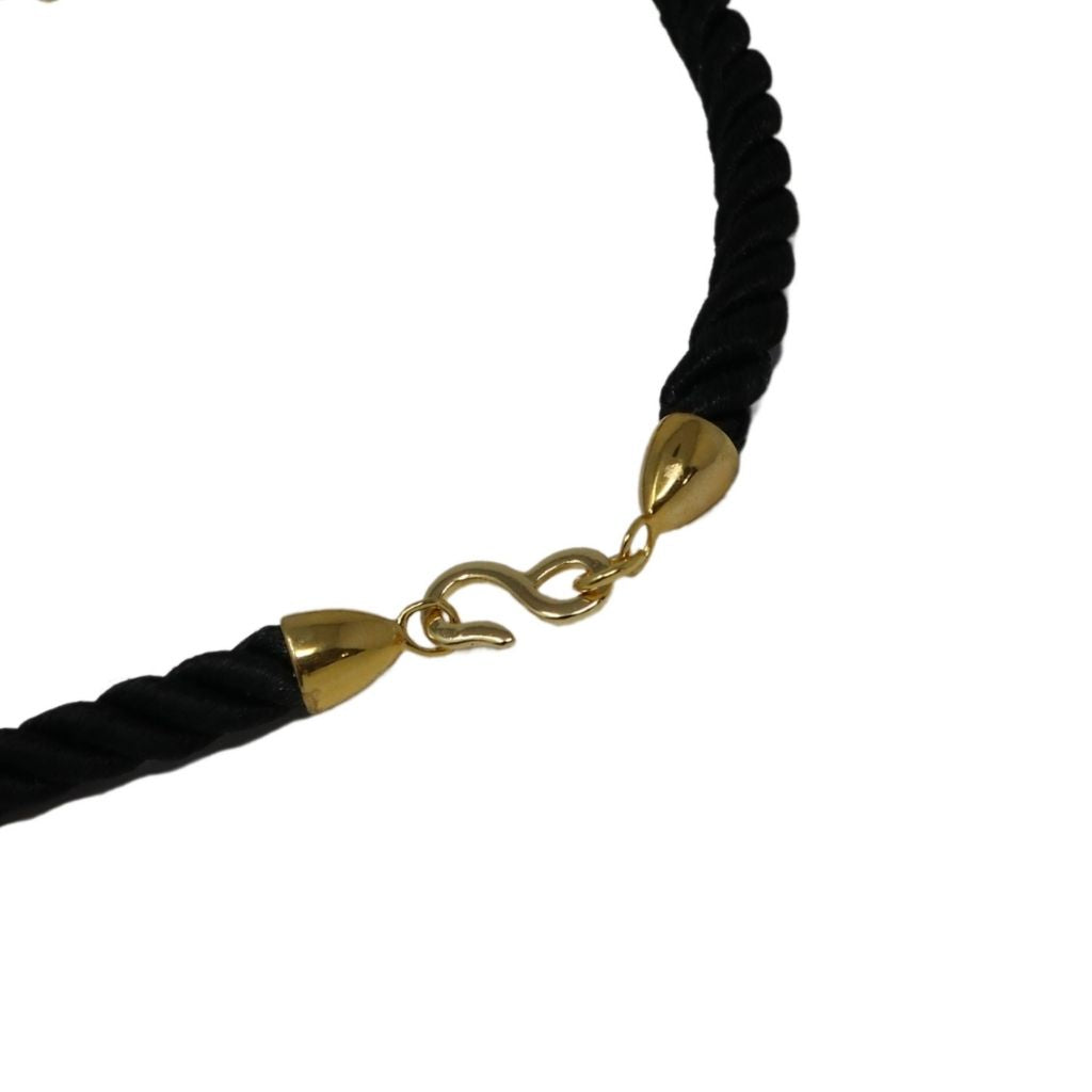 Black Cord Satin Gold Multi Gem Pendant