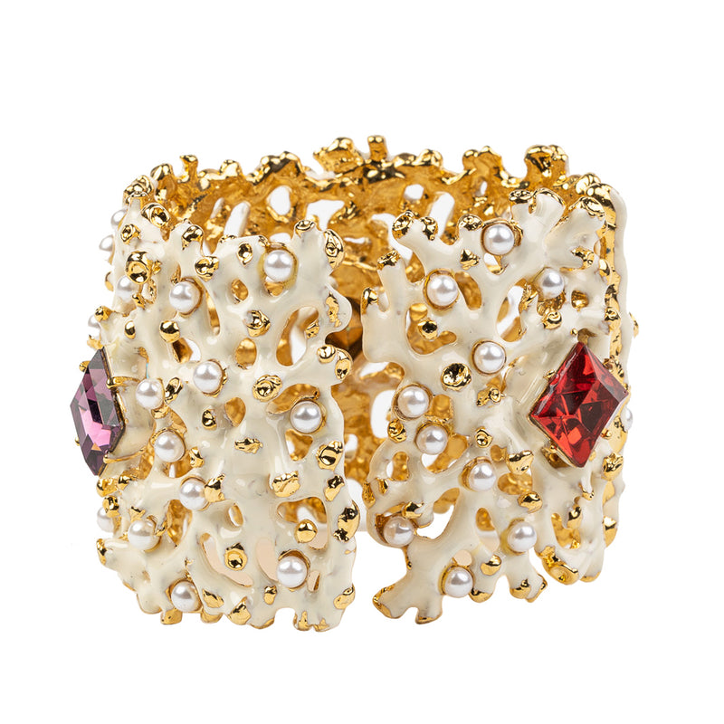 Pearl and Gem White Branch Cuff