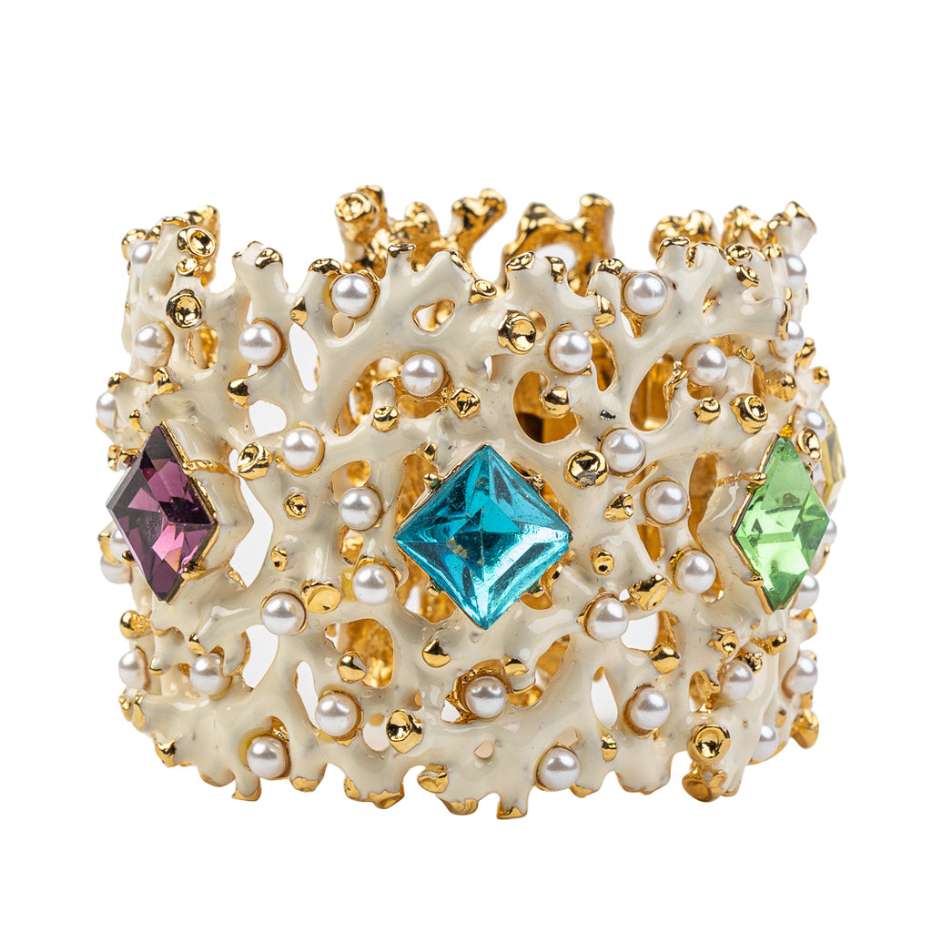 Pearl and Gem White Branch Cuff