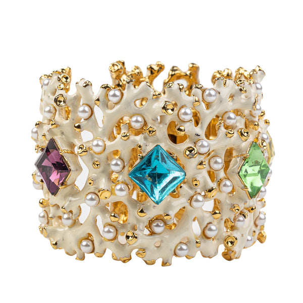Pearl and Gem White Branch Cuff