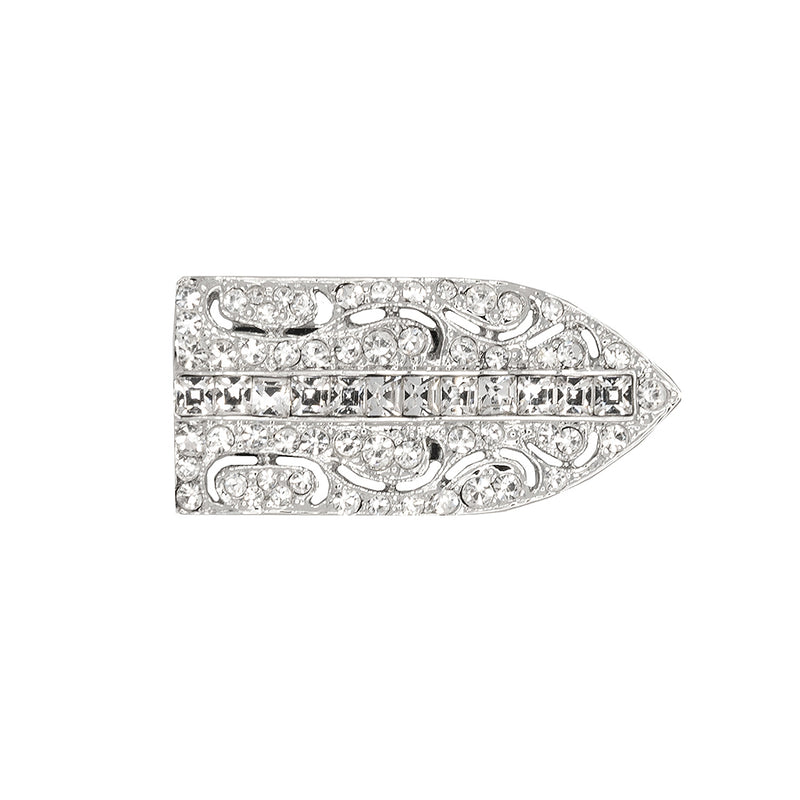 Silver and Crystal Deco Pin Clip