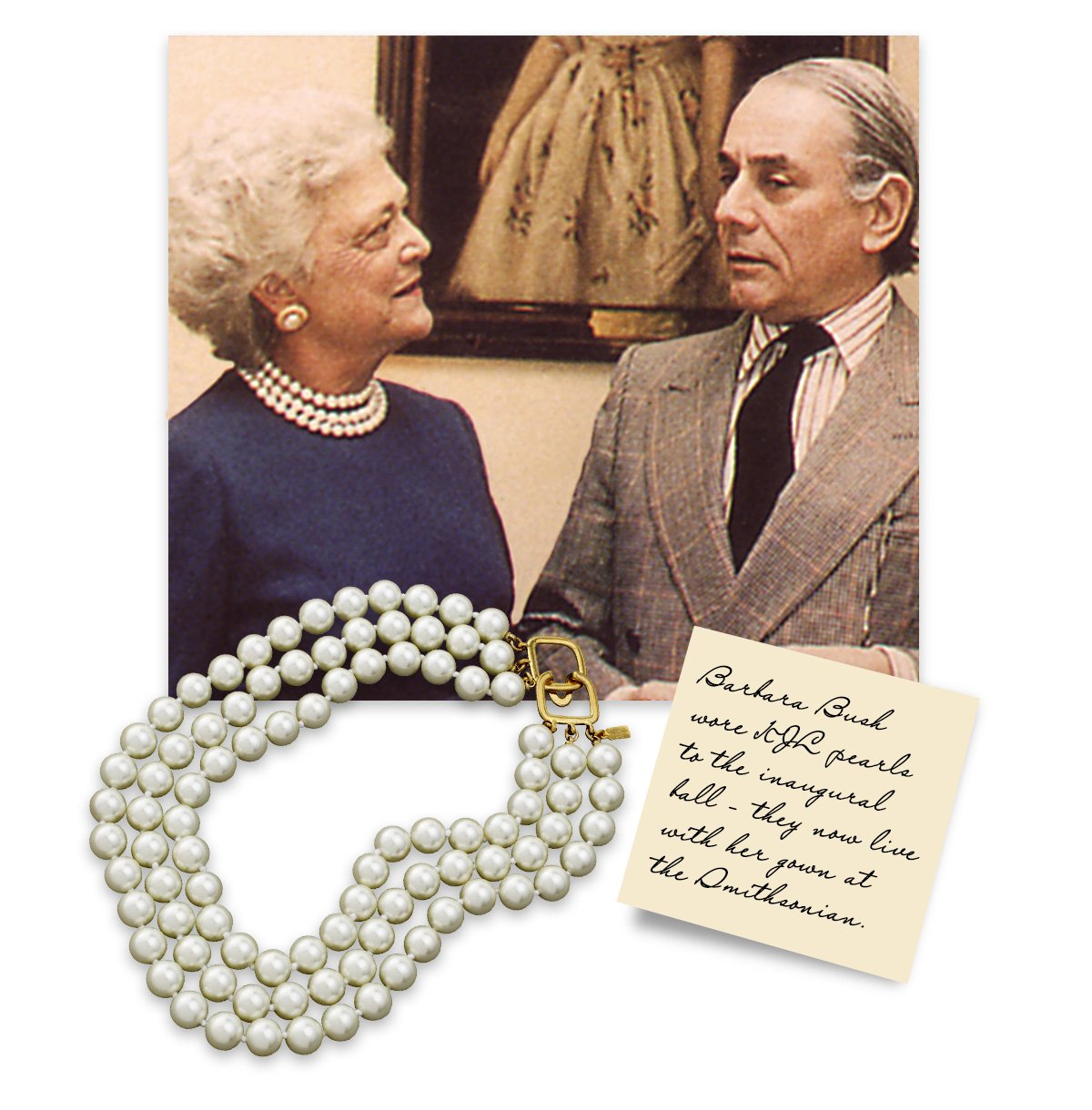 Barbara Bush Triple Strand Pearl Necklace