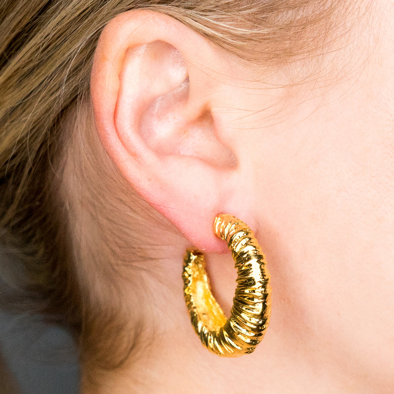 Satin Gold Wrapped Hoop Earrings