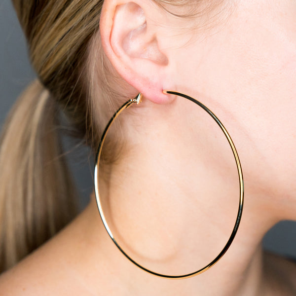Large Gold Hoop Pierced Earrings