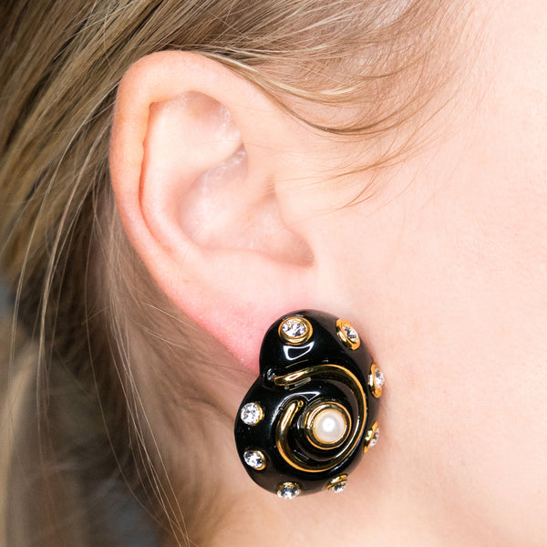 Black Snail Clip Earrings