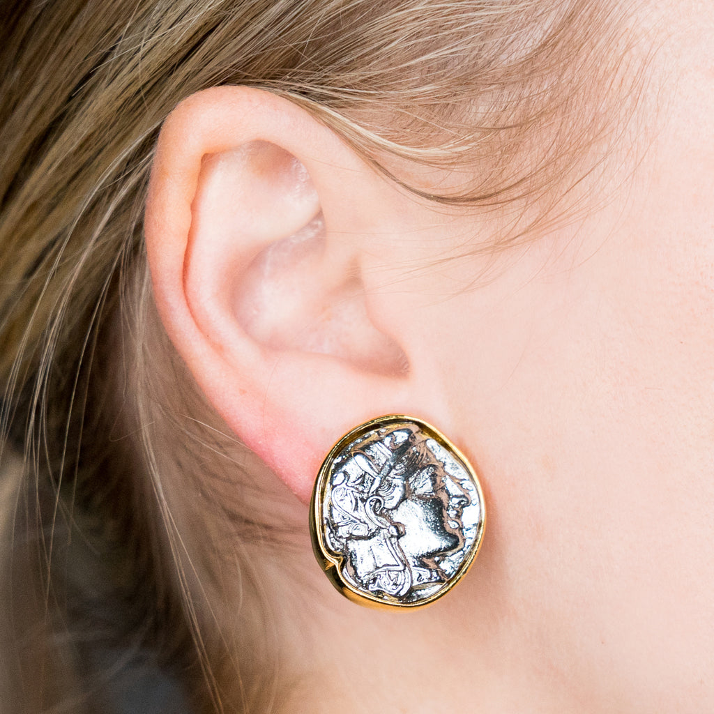 Large Gold & Silver Coin Clip Earrings