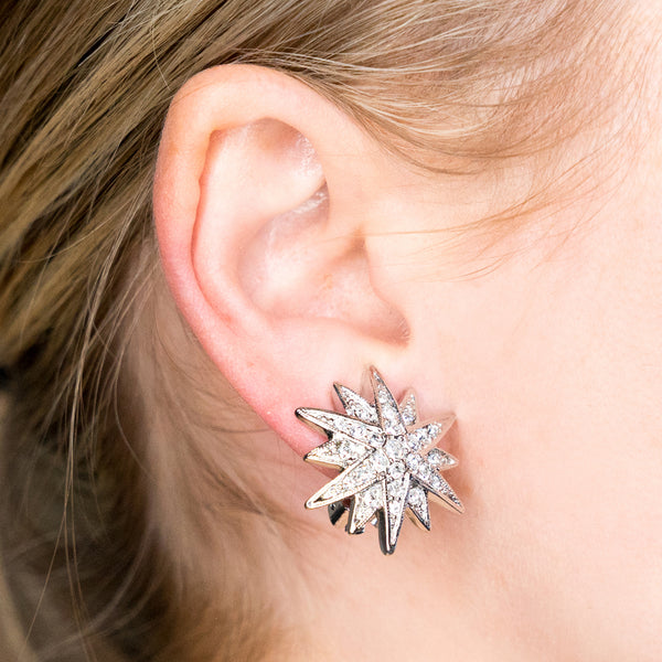 Crystal Starburst Pierced or Clip Earrings