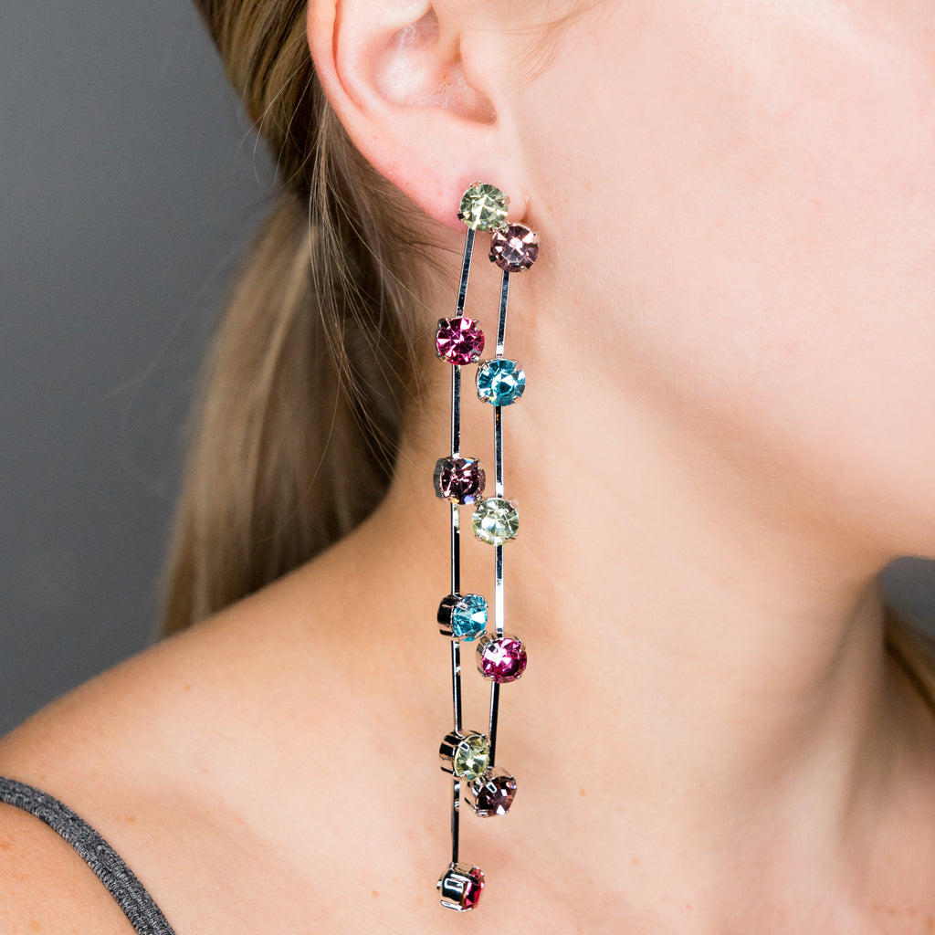 Multicolored Double Row Earrings