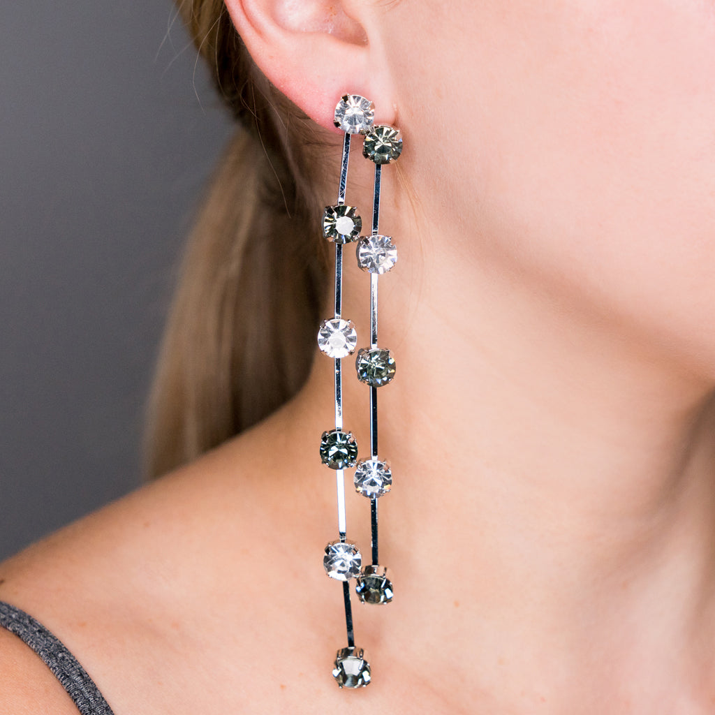 Black Diamond Double Row Earrings