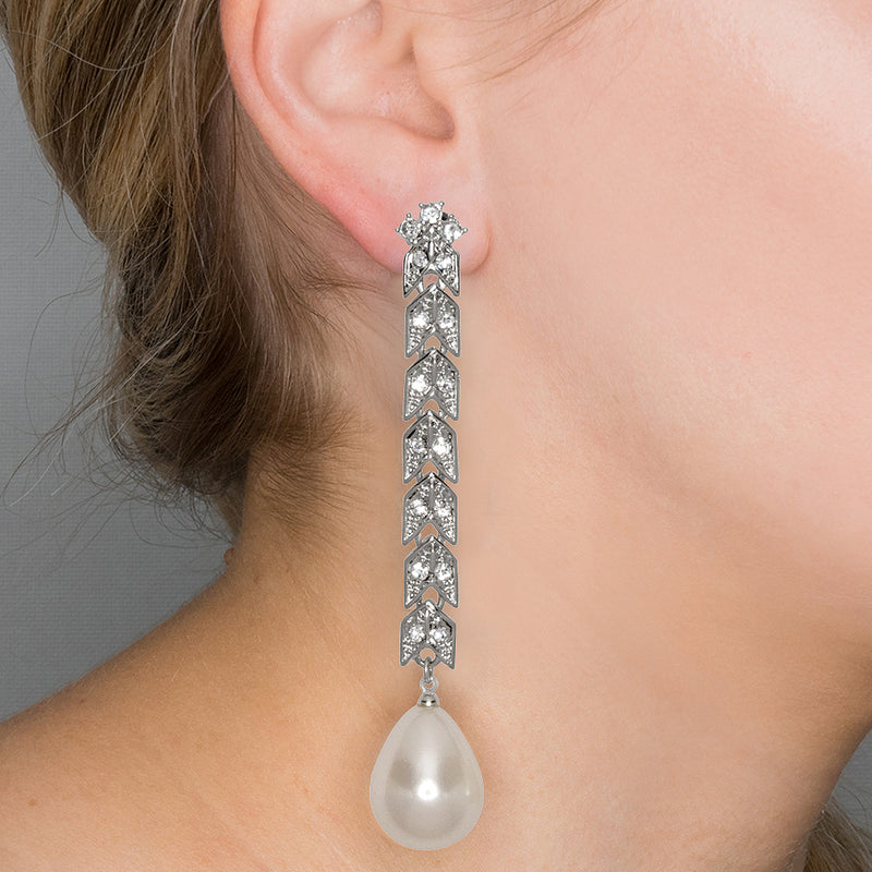 Silver And Crystal Cultura Pearl Clip Earrings