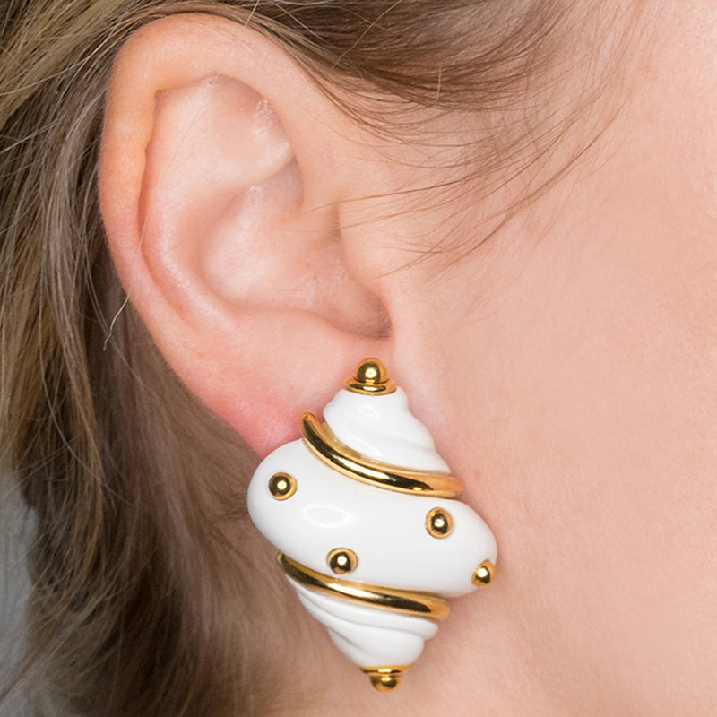 White Shell Clip Earrings